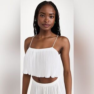 GOOD AMERICAN white crop plisse top small